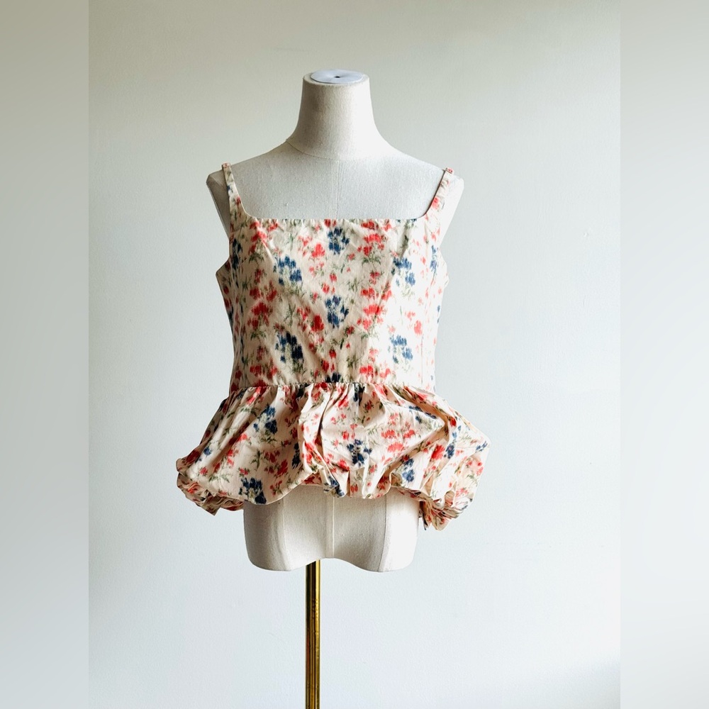 NWT Rebecca Taylor top Emma Peplum Floral Ruffle Sz 8